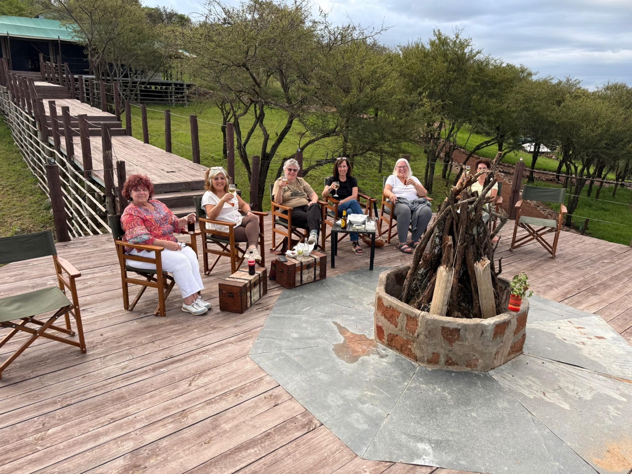 Soul-O women travelers gathered at a safari camp in Tanzania